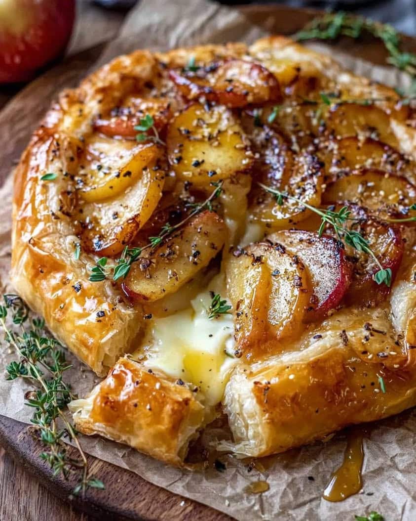 golden baked brie caramelized apples