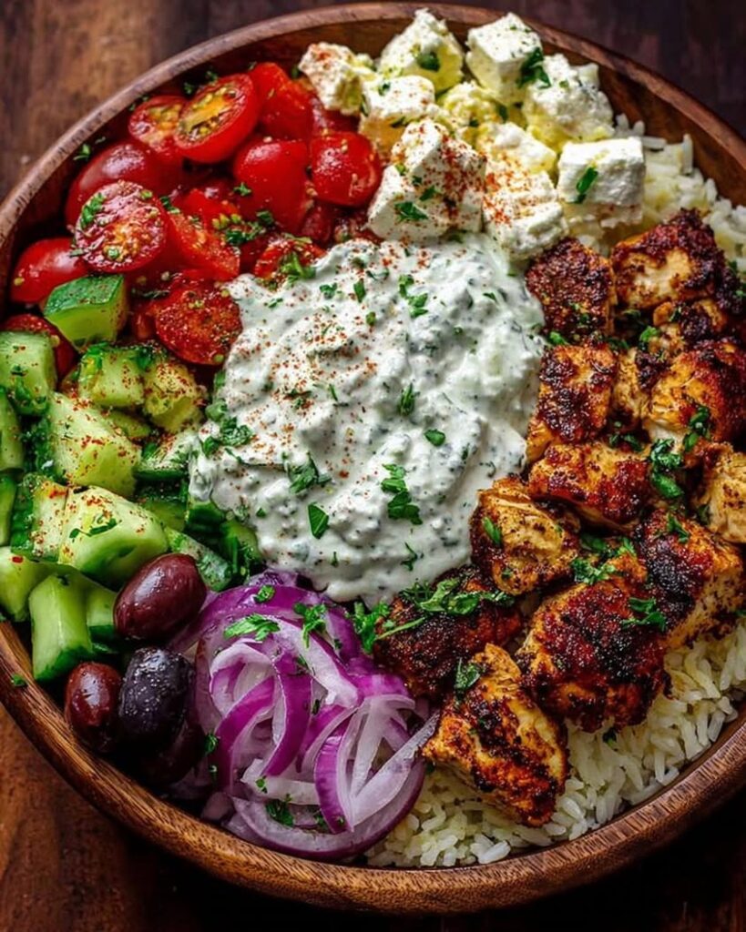 greek chicken souvlaki bowls