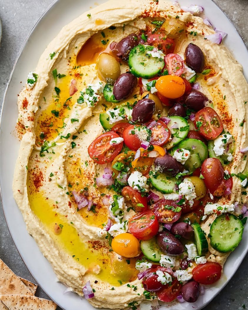greek style loaded hummus 1