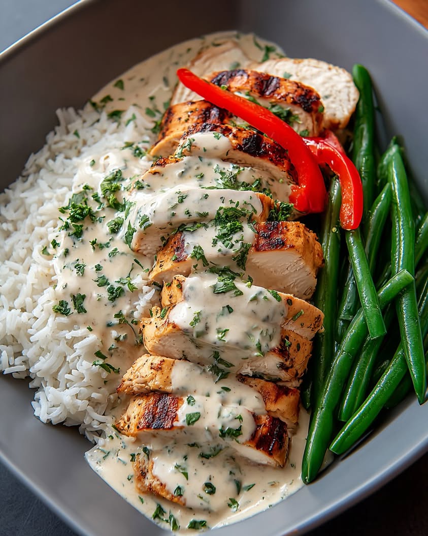 grilled chicken creamy herb sauce