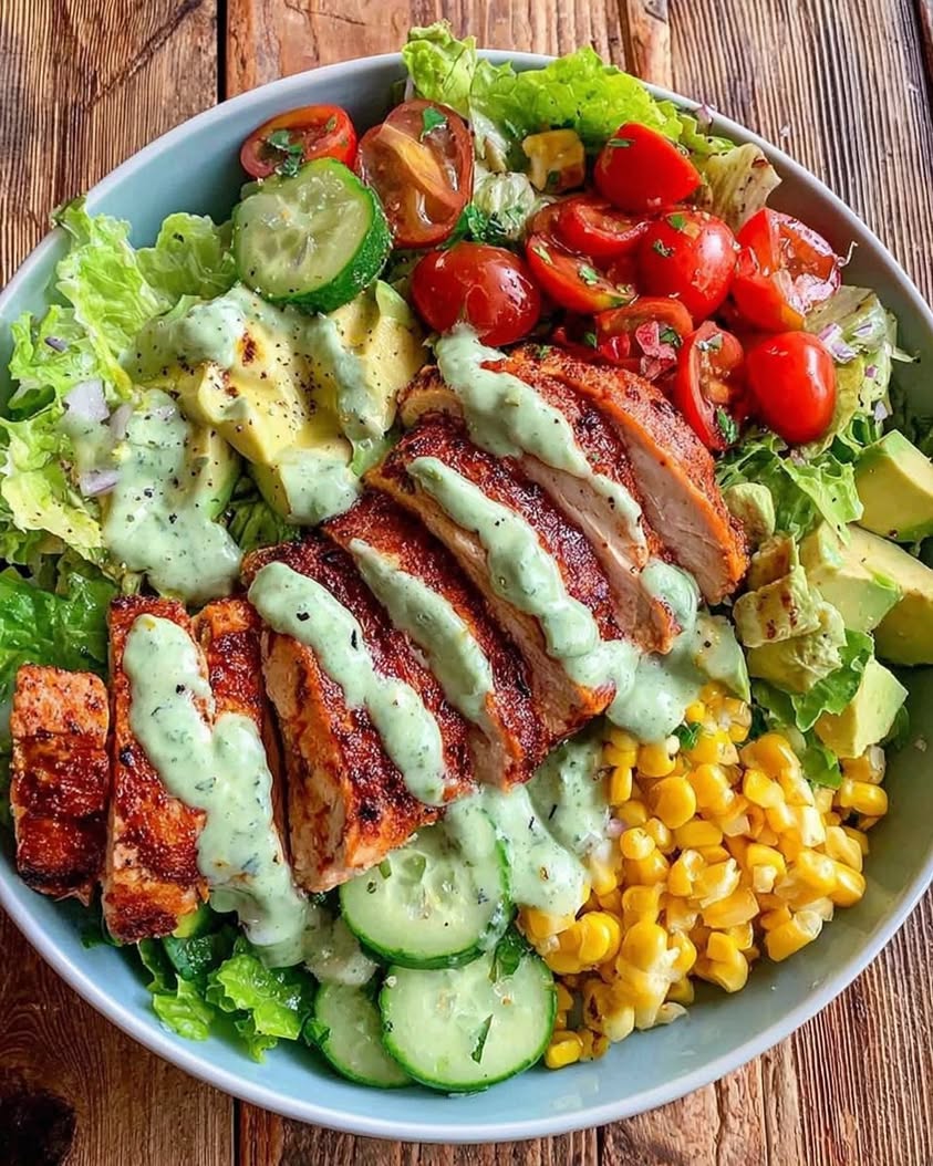 grilled chicken salad avocado dressing
