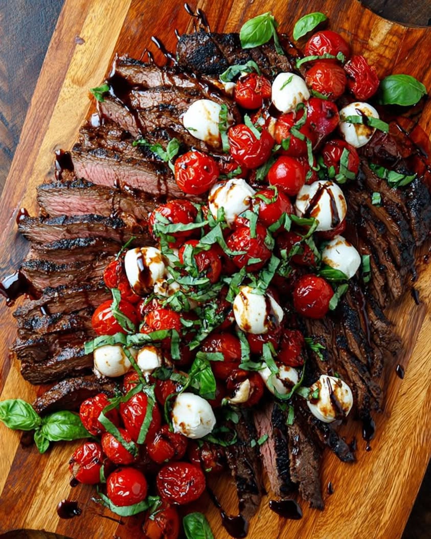 grilled flank steak balsamic caprese