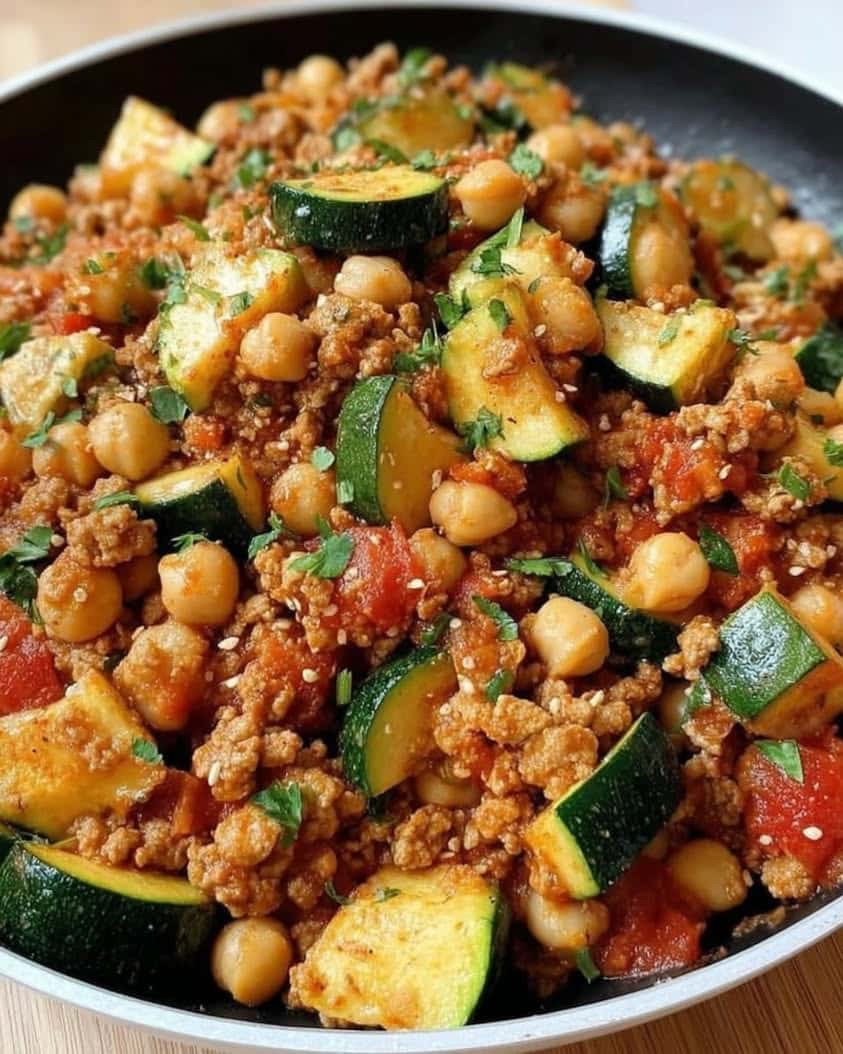 ground turkey zucchini chickpea skillet