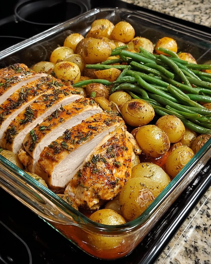 herb roasted chicken potatoes green beans