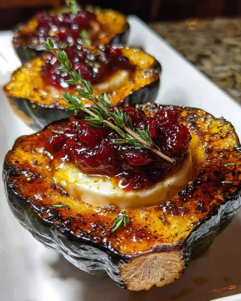honey glazed acorn squash goat cheese