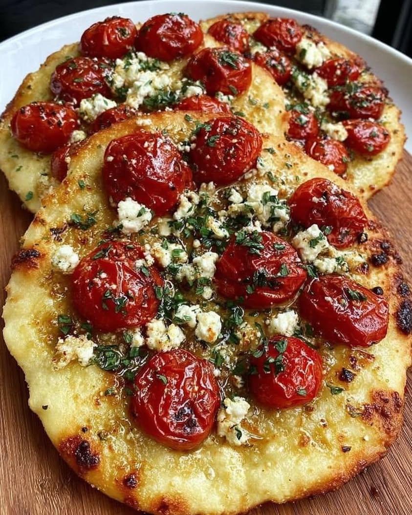 hot honey tomato feta flatbread