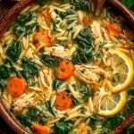 lemon chicken orzo soup spinach