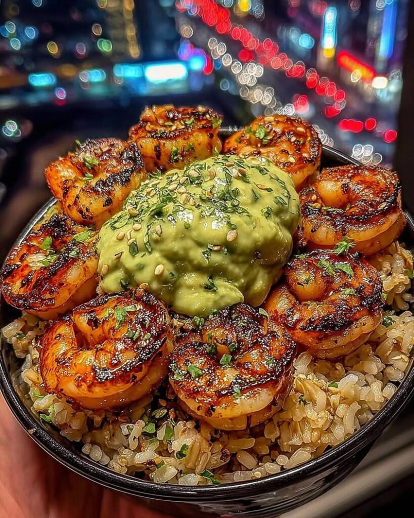 lemon garlic shrimp rice bowls