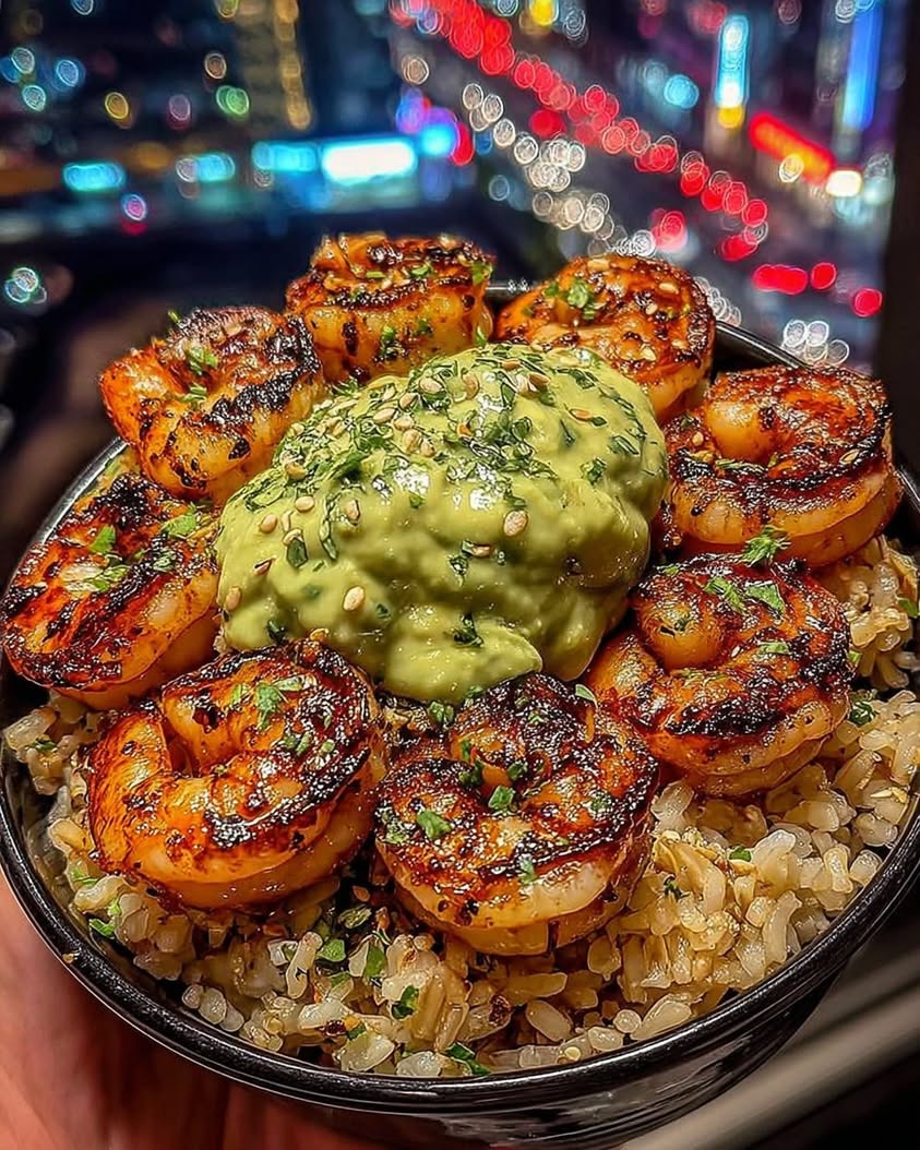 lemon garlic shrimp rice bowls