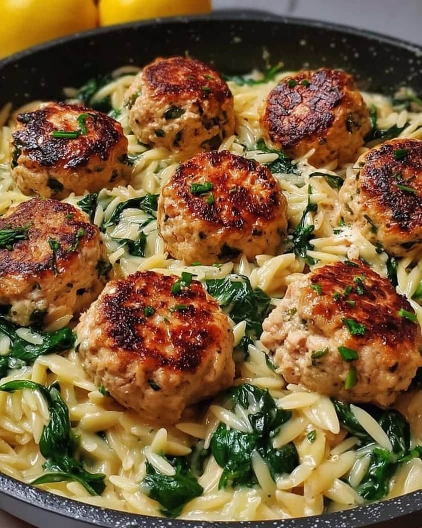 lemony chicken ricotta meatballs orzo