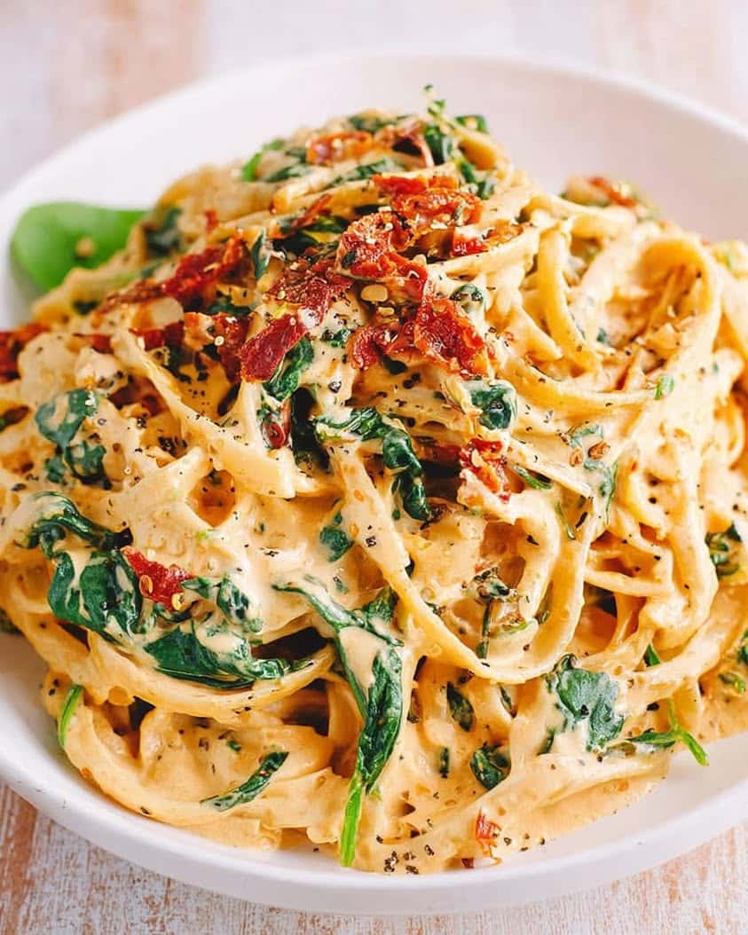 linguine spinach sun dried tomato cream