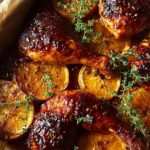 maple orange glazed chicken quarters