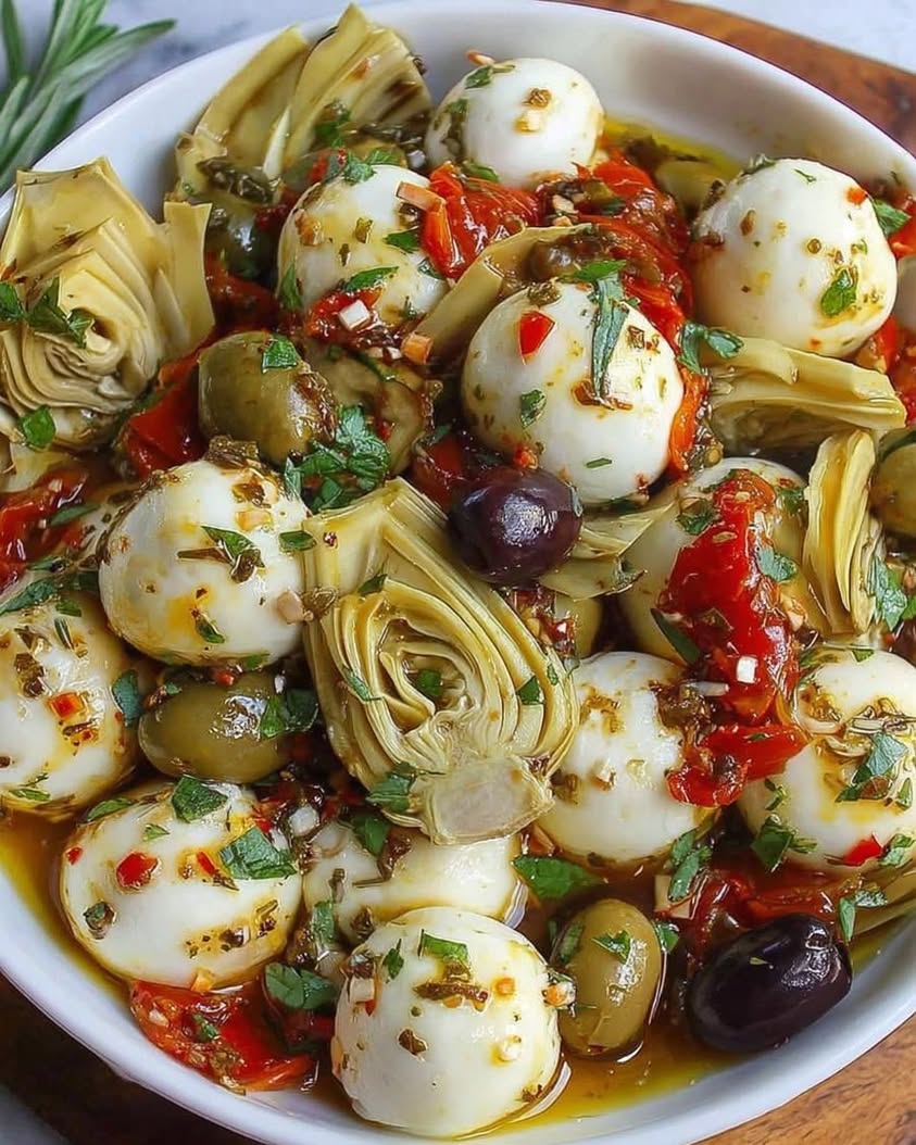 marinated mozzarella artichokes olives