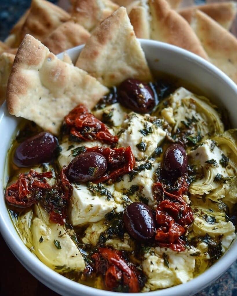 Easy Mediterranean Baked Feta Appetizer with Warm Pita 2 mediterranean baked feta appetizer