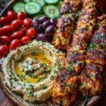 mediterranean chicken skewers hummus 1