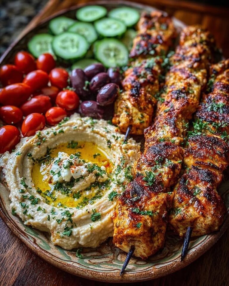 mediterranean chicken skewers hummus 1