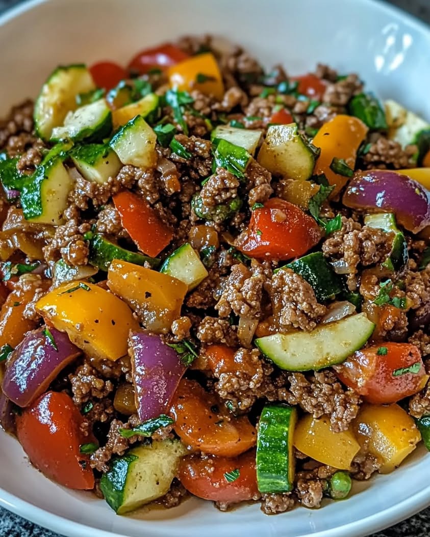 mediterranean ground beef stir fry
