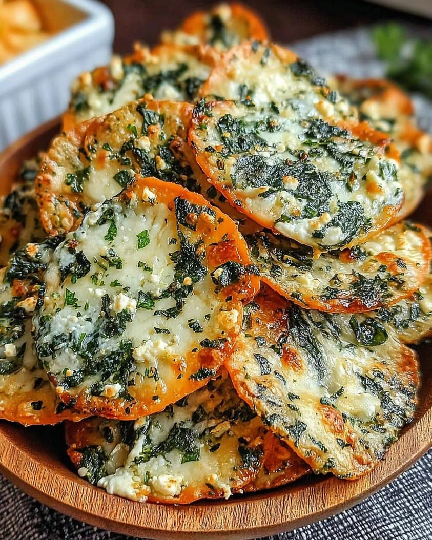 mediterranean spinach feta crisps