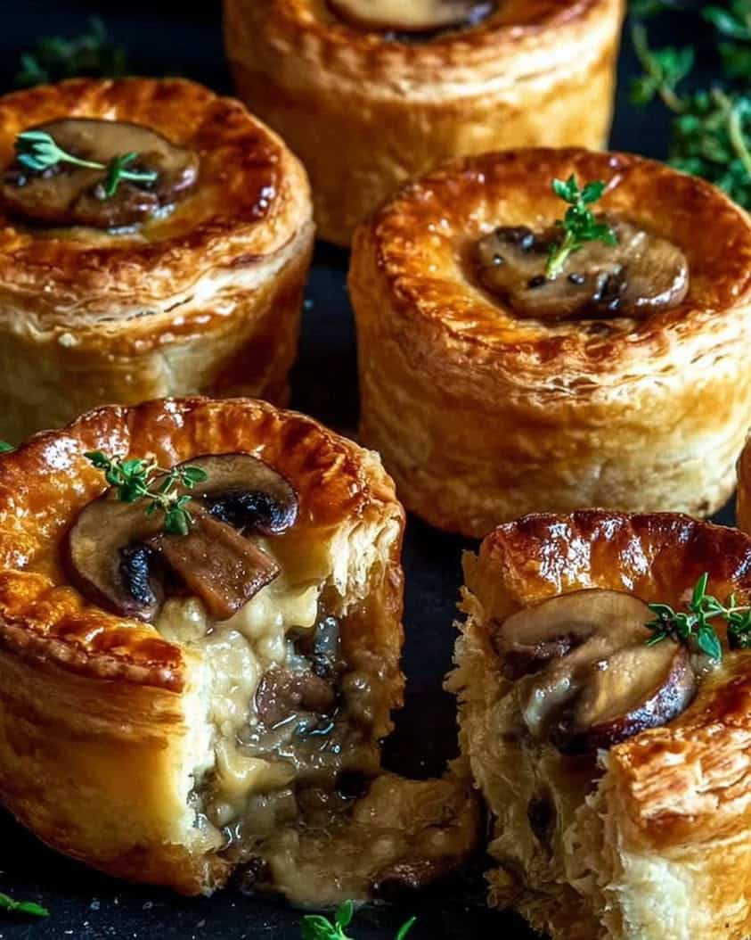 mini mushroom gruyere pot pies