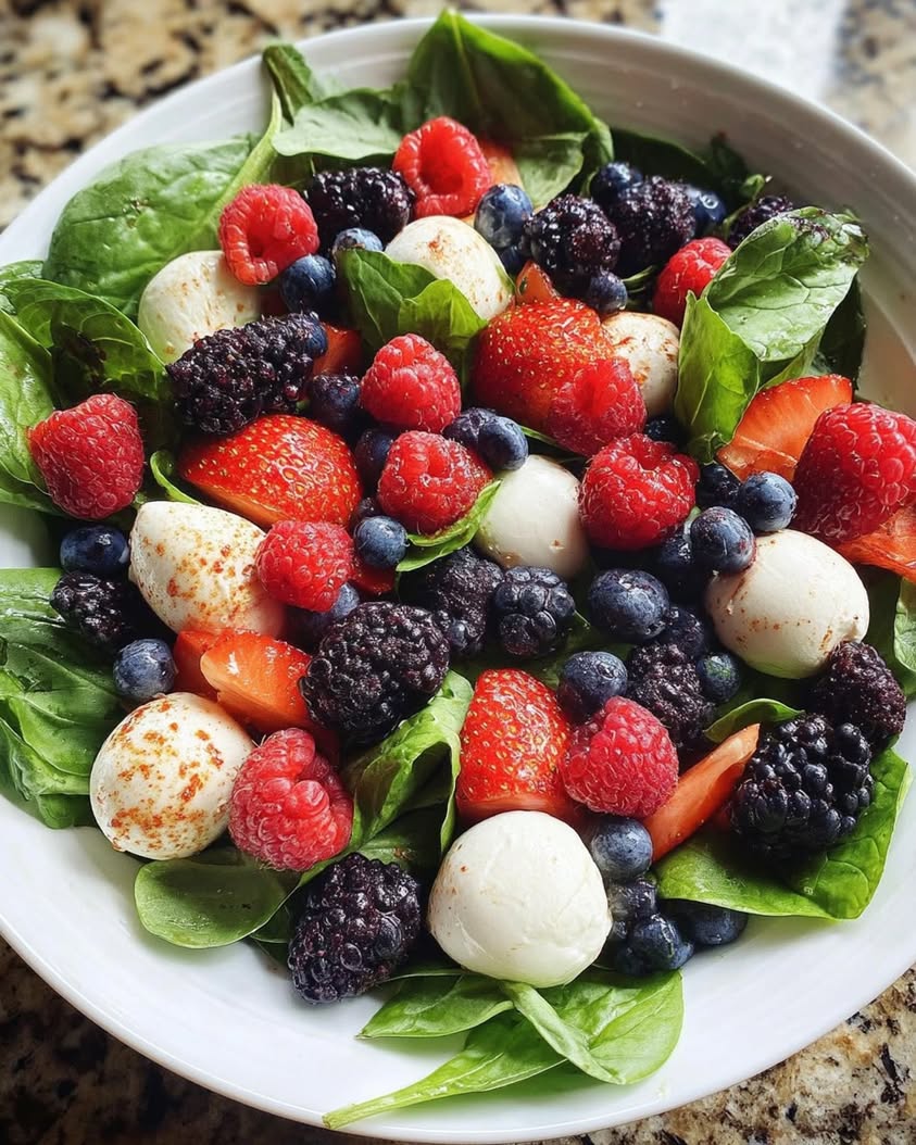 mixed berry caprese salad
