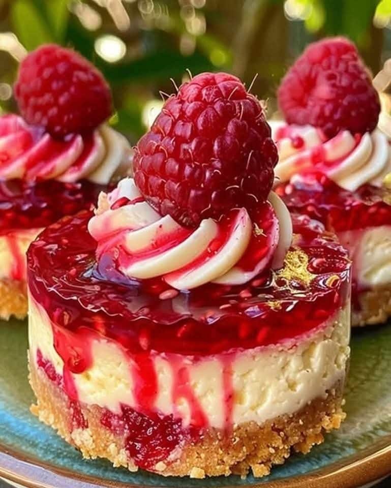 no bake mini lemon raspberry cheesecakes