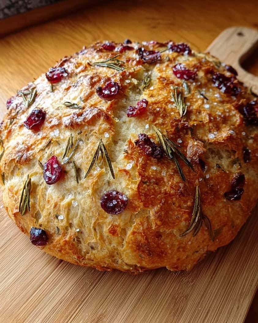 no knead rosemary cranberry bread 2