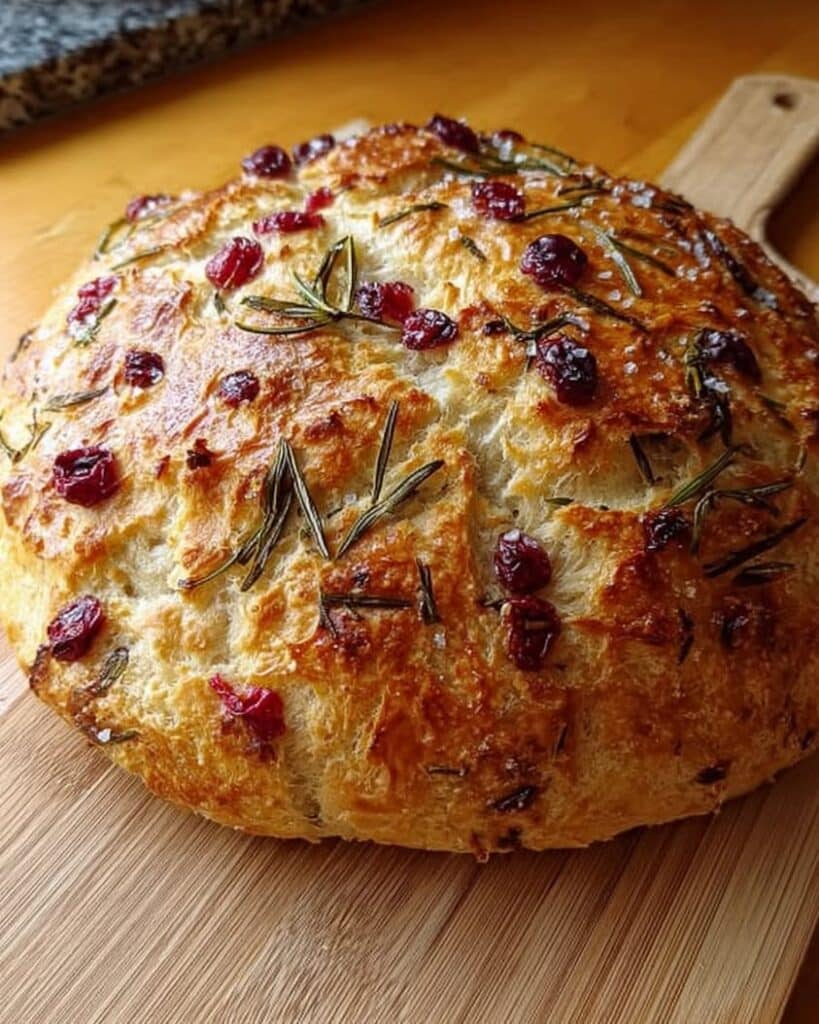 No-Knead Rosemary Cranberry Bread with Olive Oil and Sea Salt 2 no knead rosemary cranberry bread
