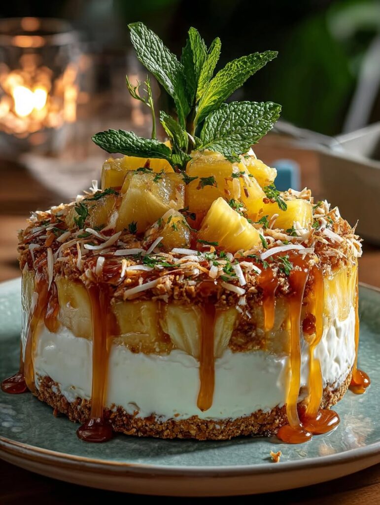 Enchanted Pineapple Pavê with White Cream and Coconut 2 pave encantado abacaxi creme coco