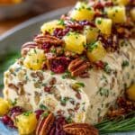 pineapple cranberry holiday cheese log