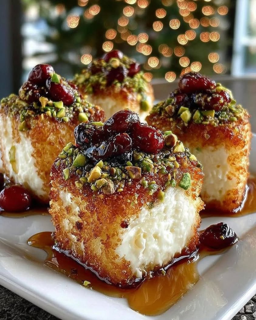 pistachio crusted brie bites