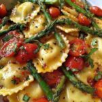 ravioli tomatoes asparagus garlic herbs 1