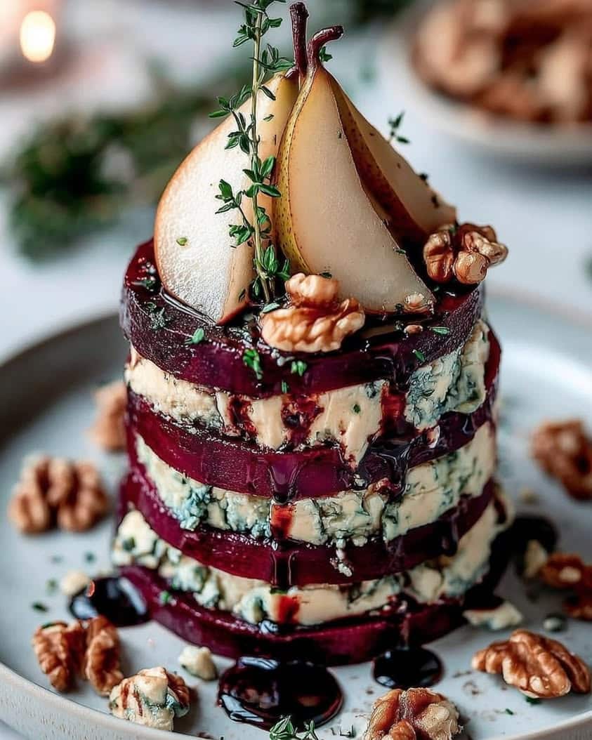roasted beet blue cheese towers 3