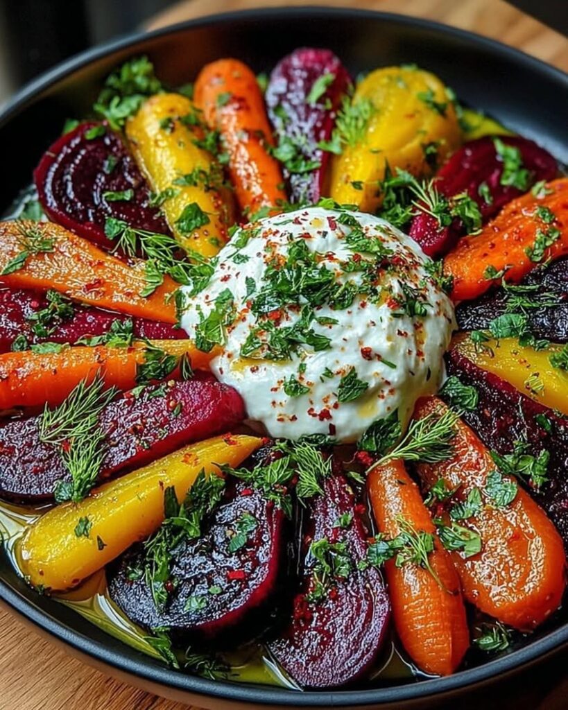roasted beets carrots burrata salad