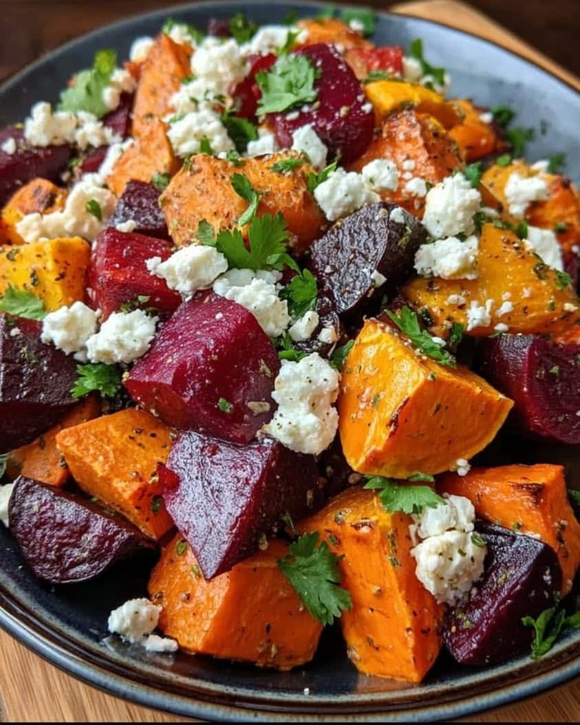 roasted beets sweet potatoes feta
