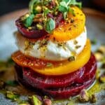 roasted golden beet burrata stacks