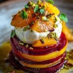 roasted golden beet stacks burrata