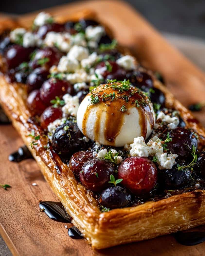 roasted grape burrata puff pastry