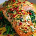roasted salmon creamy spinach pepper