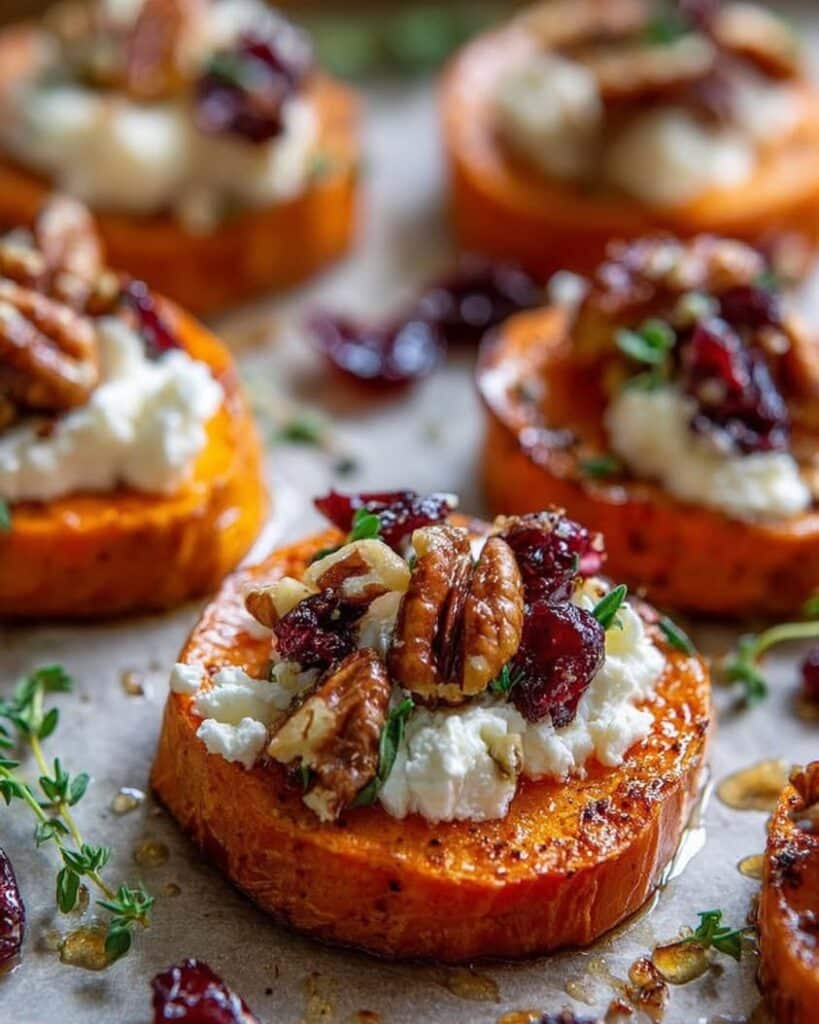 roasted sweet potato goat cheese cranberries