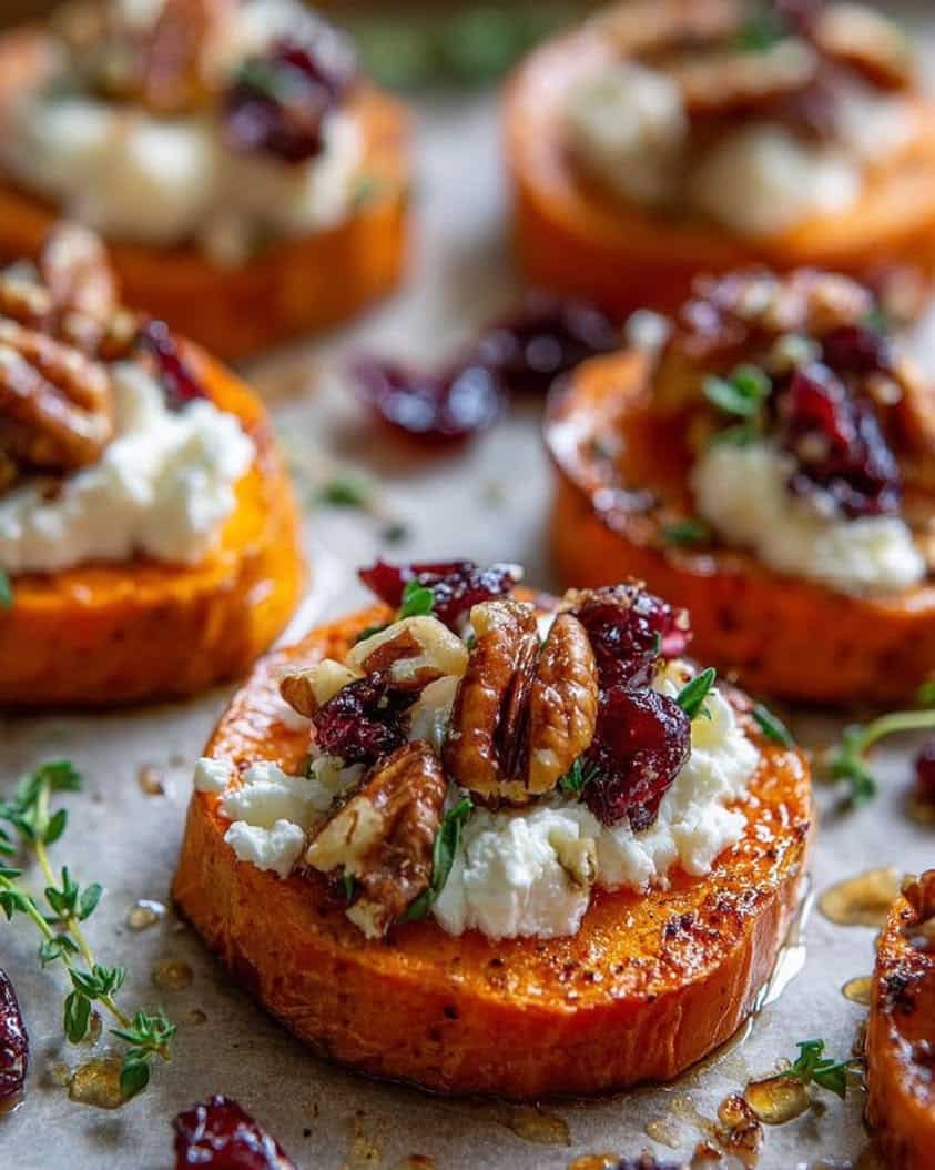 roasted sweet potato goat cheese cranberries