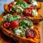 roasted sweet potatoes ricotta pesto