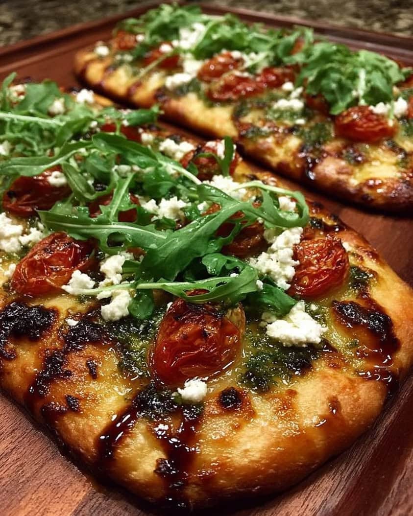 roasted tomato goat cheese flatbread