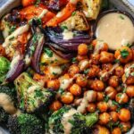 roasted veggie chickpea bowl maple dijon