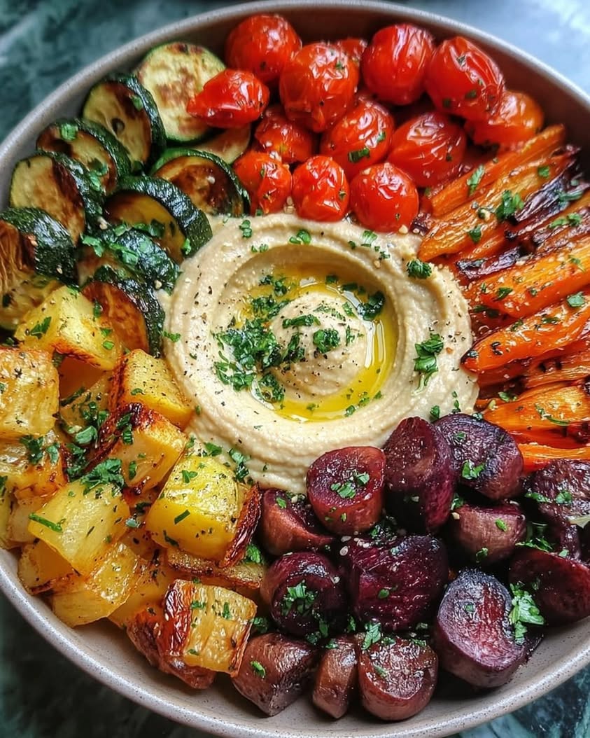 roasted veggie hummus bowl 1