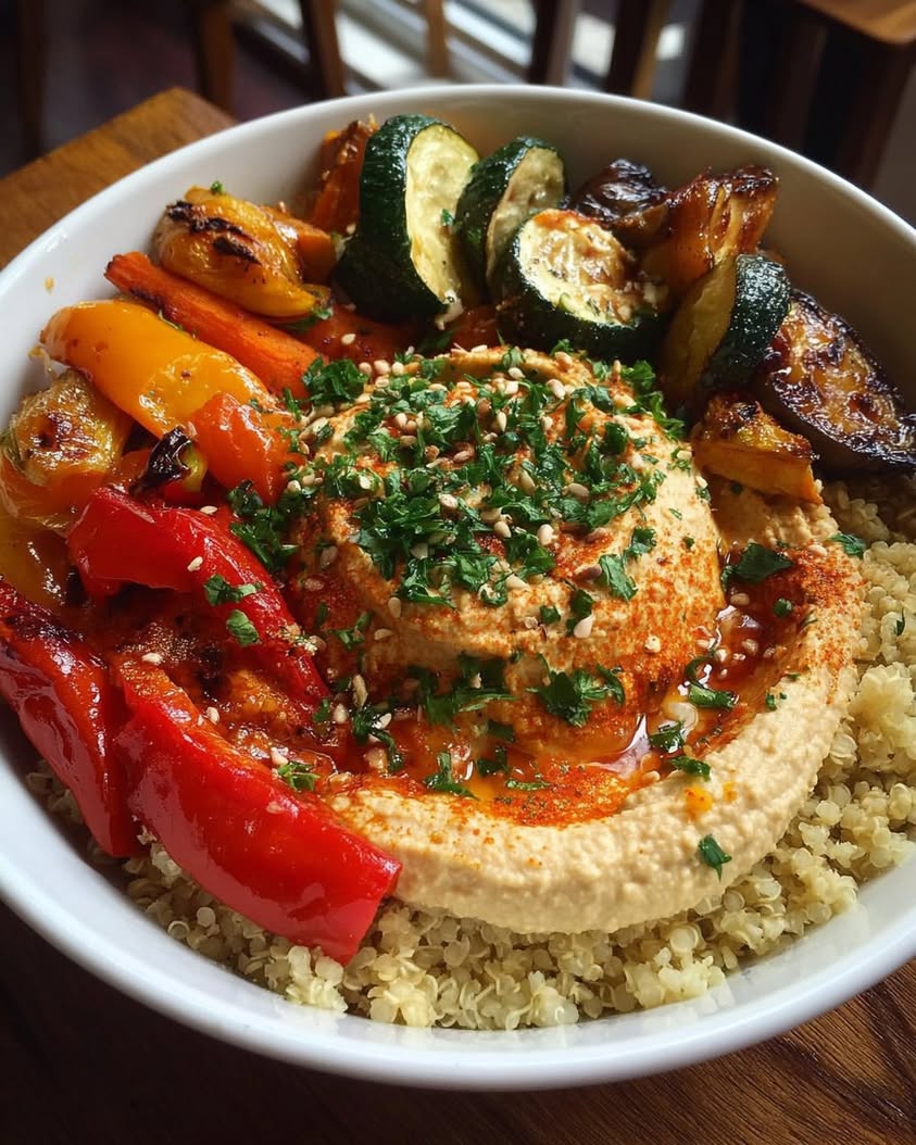 roasted veggie hummus bowl