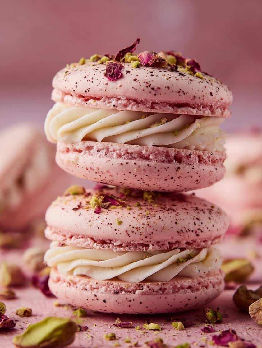 rose water macarons pistachio ganache