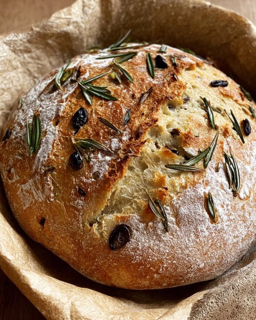 rustic rosemary olive artisan bread