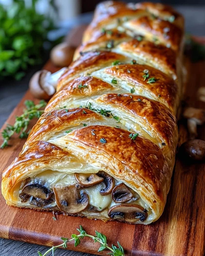 savory mushroom gruyere puff pastry braid