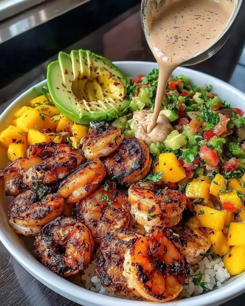 Bright and Zesty Shrimp and Avocado Bowls with Mango Salsa 2 shrimp avocado bowls mango salsa