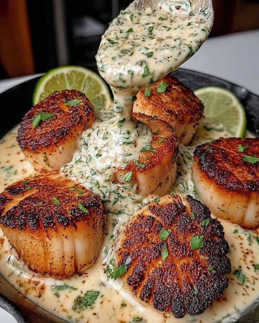 sizzling scallops lime cilantro sauce 1